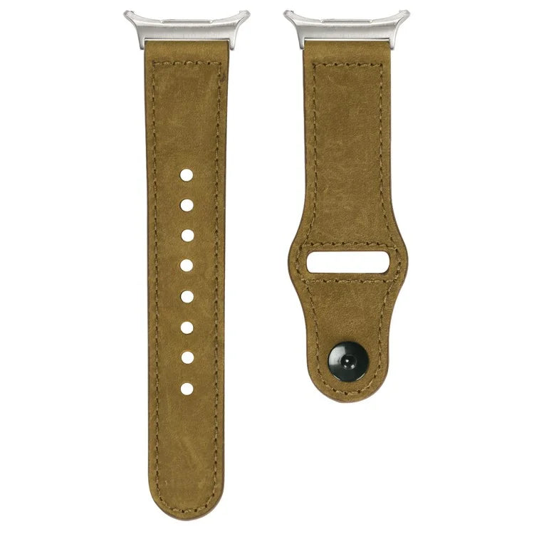 For Samsung Galaxy Watch Ultra 47mm Watch Strap Genuine Cow Leather Rivet Buckle Band