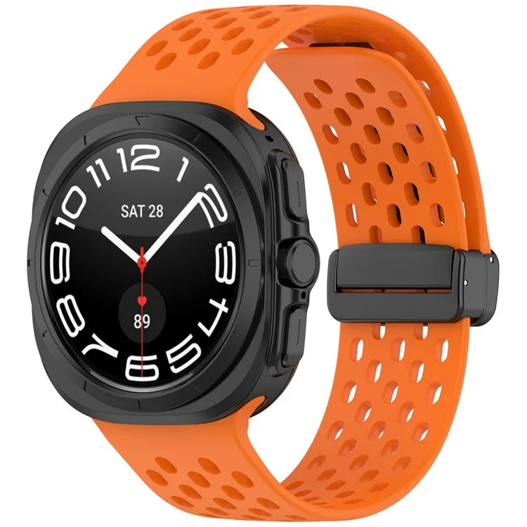 For Samsung Galaxy Watch Ultra 47mm Silicone Watch Band Replacement Strap with Magnetic Folding Buckle