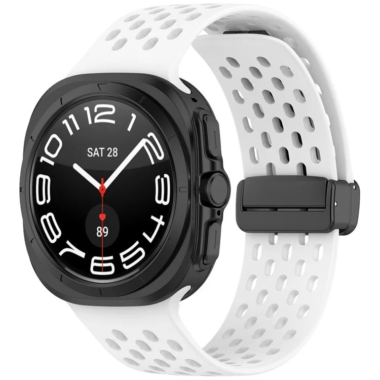 For Samsung Galaxy Watch Ultra 47mm Silicone Watch Band Replacement Strap with Magnetic Folding Buckle