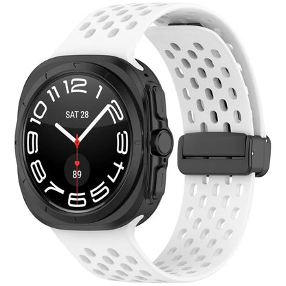 For Samsung Galaxy Watch Ultra 47mm Silicone Watch Band Replacement Strap with Magnetic Folding Buckle