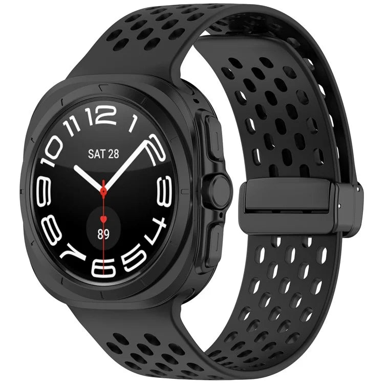 For Samsung Galaxy Watch Ultra 47mm Silicone Watch Band Replacement Strap with Magnetic Folding Buckle