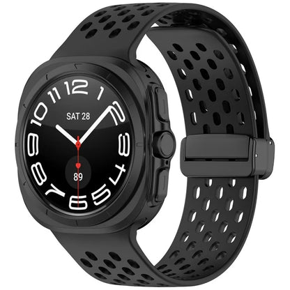 For Samsung Galaxy Watch Ultra 47mm Silicone Watch Band Replacement Strap with Magnetic Folding Buckle