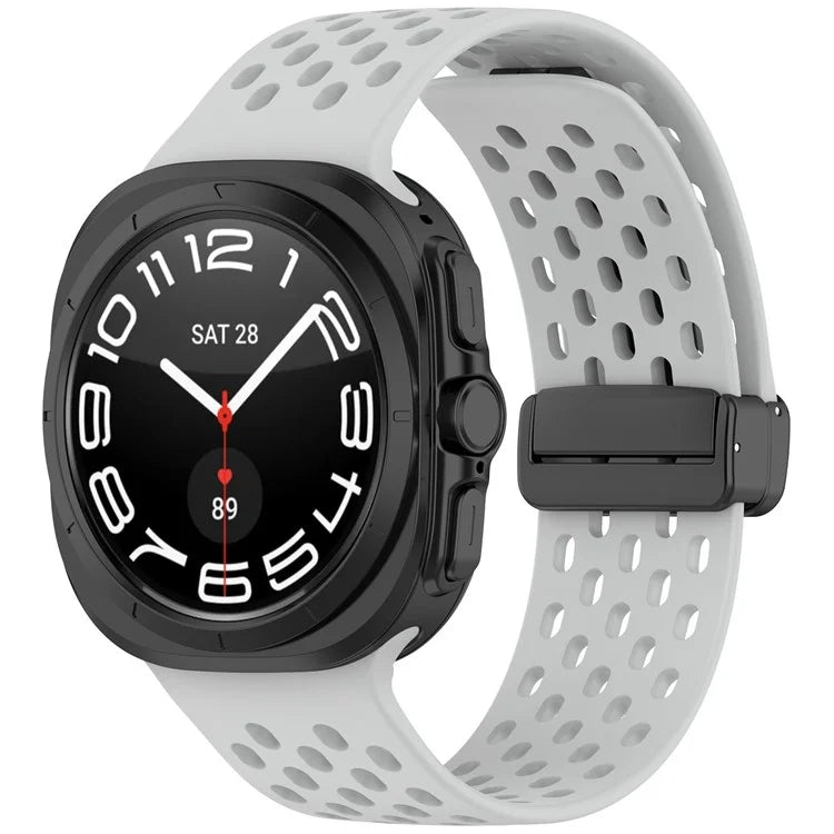 For Samsung Galaxy Watch Ultra 47mm Silicone Watch Band Replacement Strap with Magnetic Folding Buckle