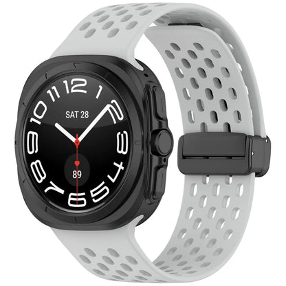 For Samsung Galaxy Watch Ultra 47mm Silicone Watch Band Replacement Strap with Magnetic Folding Buckle