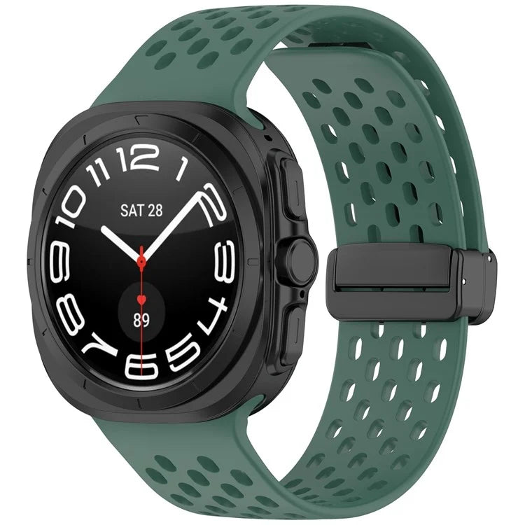 For Samsung Galaxy Watch Ultra 47mm Silicone Watch Band Replacement Strap with Magnetic Folding Buckle