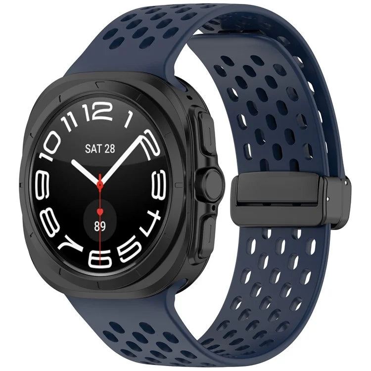 For Samsung Galaxy Watch Ultra 47mm Silicone Watch Band Replacement Strap with Magnetic Folding Buckle