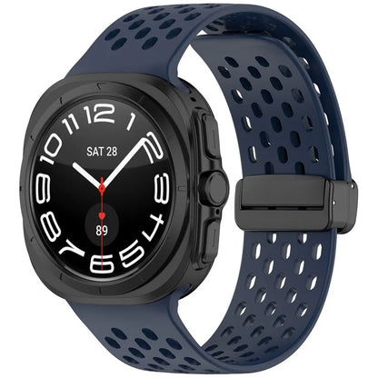 For Samsung Galaxy Watch Ultra 47mm Silicone Watch Band Replacement Strap with Magnetic Folding Buckle