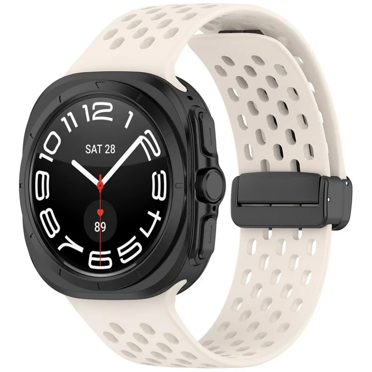 For Samsung Galaxy Watch Ultra 47mm Silicone Watch Band Replacement Strap with Magnetic Folding Buckle