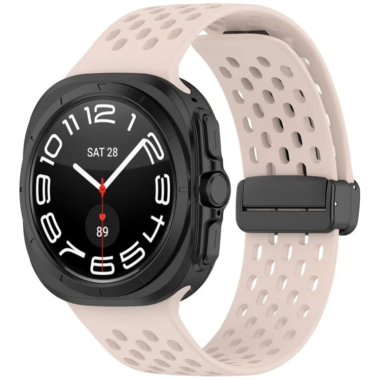 For Samsung Galaxy Watch Ultra 47mm Silicone Watch Band Replacement Strap with Magnetic Folding Buckle
