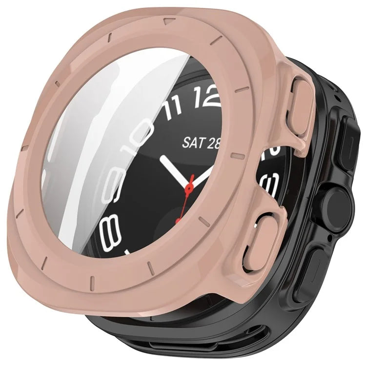 For Samsung Galaxy Watch Ultra 47mm PC Protective Case Watch Frame Integrated with Tempered Glass Screen Film