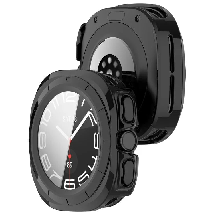 For Samsung Galaxy Watch Ultra 47mm PC Protective Case Watch Frame Integrated with Tempered Glass Screen Film
