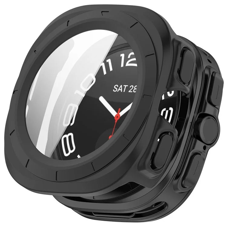 For Samsung Galaxy Watch Ultra 47mm PC Protective Case Watch Frame Integrated with Tempered Glass Screen Film