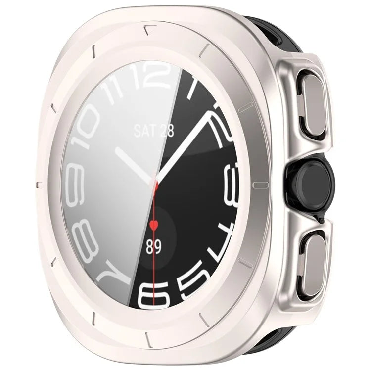 For Samsung Galaxy Watch Ultra 47mm PC Protective Case Watch Frame Integrated with Tempered Glass Screen Film
