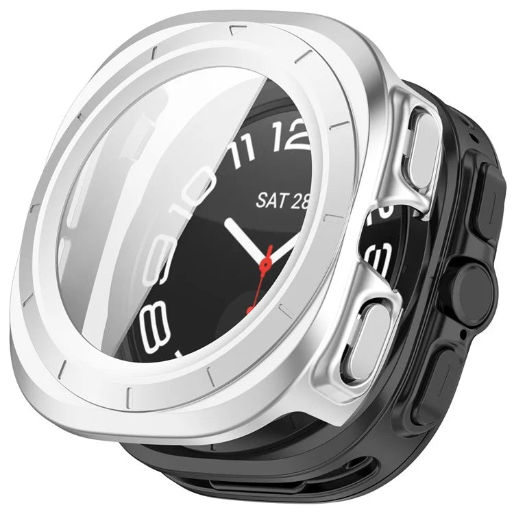 For Samsung Galaxy Watch Ultra 47mm PC Protective Case Watch Frame Integrated with Tempered Glass Screen Film