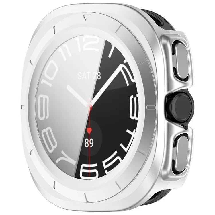 For Samsung Galaxy Watch Ultra 47mm PC Protective Case Watch Frame Integrated with Tempered Glass Screen Film