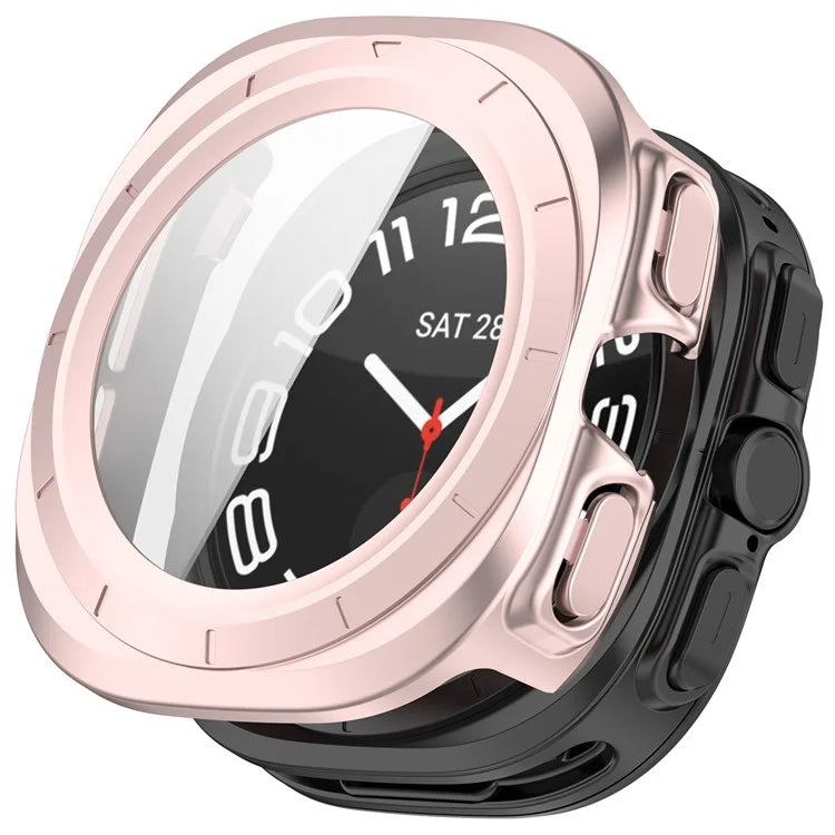 For Samsung Galaxy Watch Ultra 47mm PC Protective Case Watch Frame Integrated with Tempered Glass Screen Film