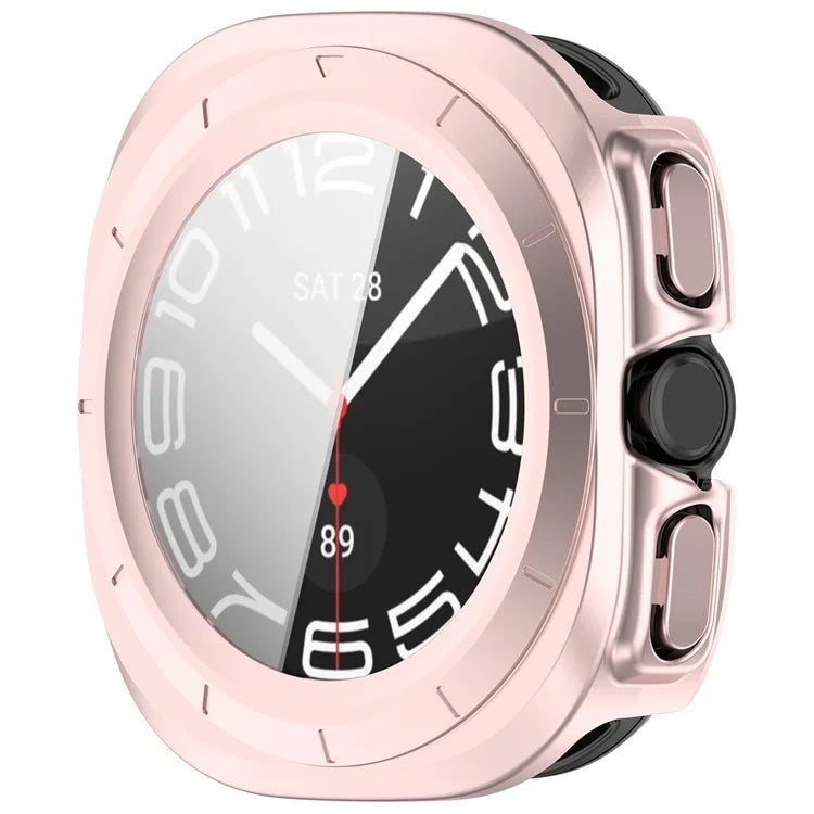 For Samsung Galaxy Watch Ultra 47mm PC Protective Case Watch Frame Integrated with Tempered Glass Screen Film