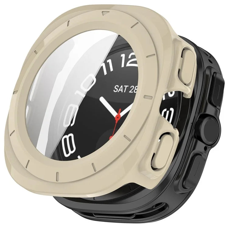 For Samsung Galaxy Watch Ultra 47mm PC Protective Case Watch Frame Integrated with Tempered Glass Screen Film