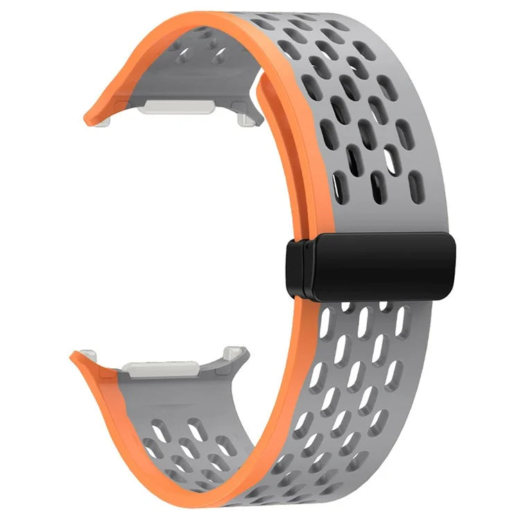 For Samsung Galaxy Watch Ultra 47mm Silicone Watch Band Magnetic Folding Buckle Wrist Strap