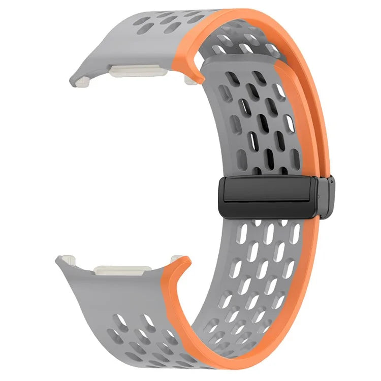 For Samsung Galaxy Watch Ultra 47mm Silicone Watch Band Magnetic Folding Buckle Wrist Strap