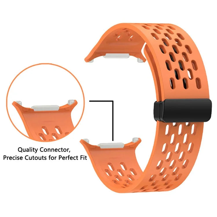 For Samsung Galaxy Watch Ultra 47mm Silicone Watch Band Magnetic Folding Buckle Wrist Strap