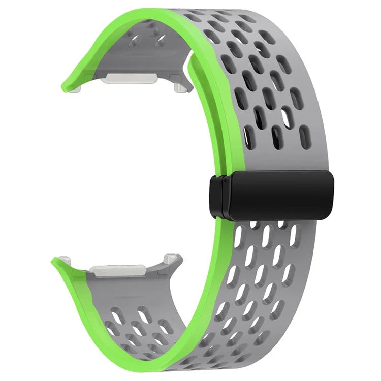 For Samsung Galaxy Watch Ultra 47mm Silicone Watch Band Magnetic Folding Buckle Wrist Strap
