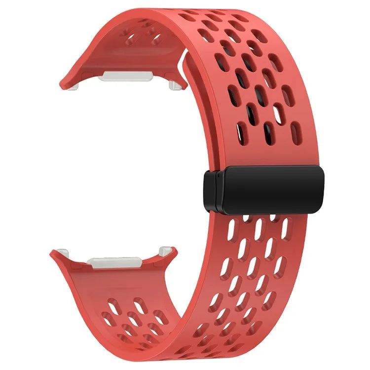 For Samsung Galaxy Watch Ultra 47mm Silicone Watch Band Magnetic Folding Buckle Wrist Strap