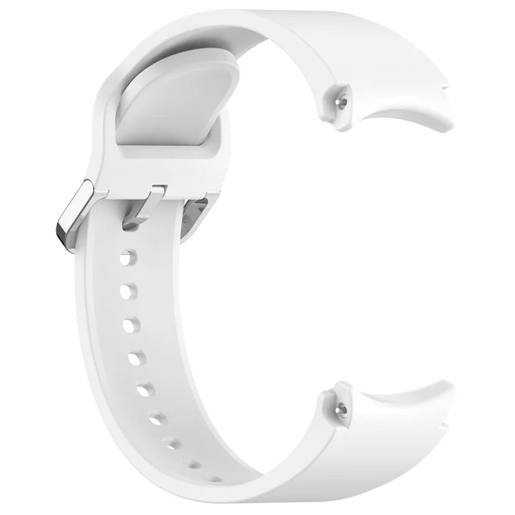 For Samsung Galaxy Watch4 / 5 / 6 / 7 40mm / Watch 5 Pro 45mm / Watch FE 40mm Wrist Band Silver Buckle Silicone Watch Strap