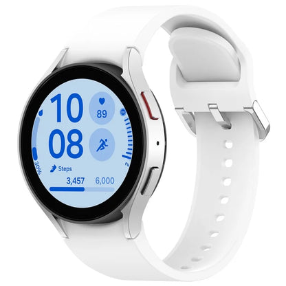 For Samsung Galaxy Watch4 / 5 / 6 / 7 40mm / Watch 5 Pro 45mm / Watch FE 40mm Wrist Band Silver Buckle Silicone Watch Strap