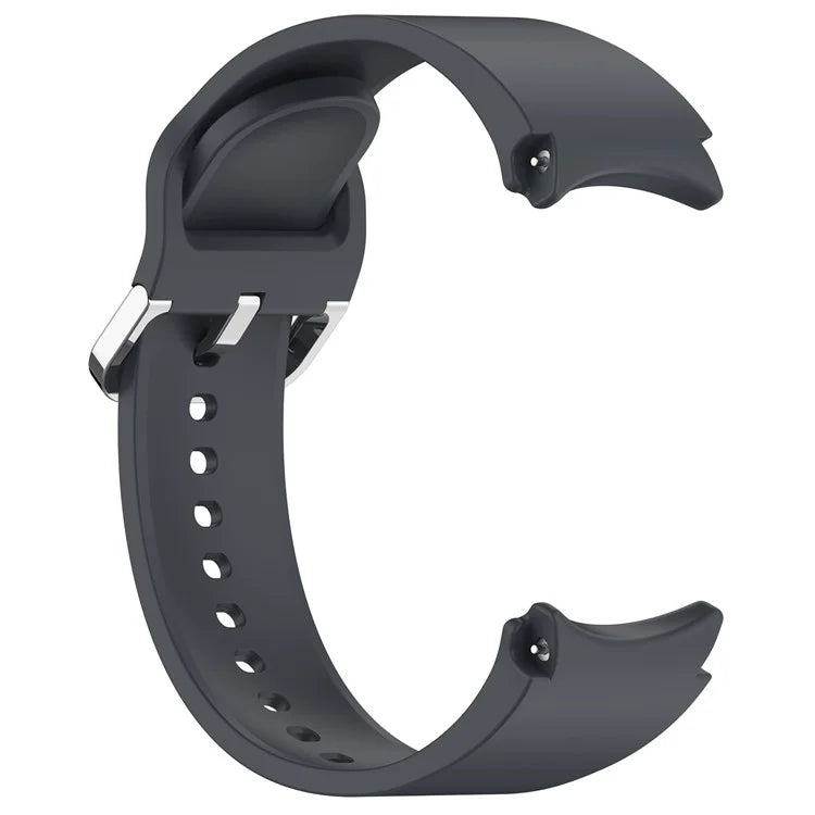 For Samsung Galaxy Watch4 / 5 / 6 / 7 40mm / Watch 5 Pro 45mm / Watch FE 40mm Wrist Band Silver Buckle Silicone Watch Strap