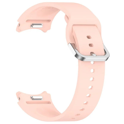 For Samsung Galaxy Watch4 / 5 / 6 / 7 40mm / Watch 5 Pro 45mm / Watch FE 40mm Wrist Band Silver Buckle Silicone Watch Strap