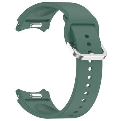 For Samsung Galaxy Watch4 / 5 / 6 / 7 40mm / Watch 5 Pro 45mm / Watch FE 40mm Wrist Band Silver Buckle Silicone Watch Strap