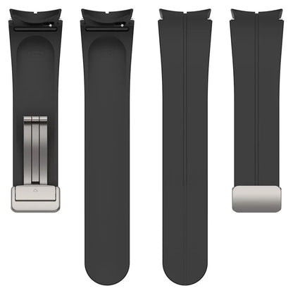 For Samsung Galaxy Watch7 40mm Magnetic Folding Silver Buckle Watch Band Silicone Strap