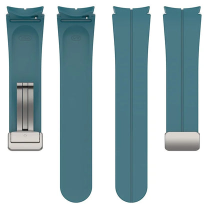 For Samsung Galaxy Watch7 40mm Magnetic Folding Silver Buckle Watch Band Silicone Strap