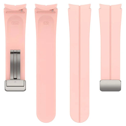 For Samsung Galaxy Watch7 40mm Magnetic Folding Silver Buckle Watch Band Silicone Strap