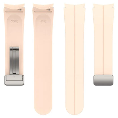 For Samsung Galaxy Watch7 40mm Magnetic Folding Silver Buckle Watch Band Silicone Strap