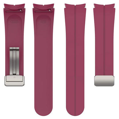 For Samsung Galaxy Watch7 40mm Magnetic Folding Silver Buckle Watch Band Silicone Strap