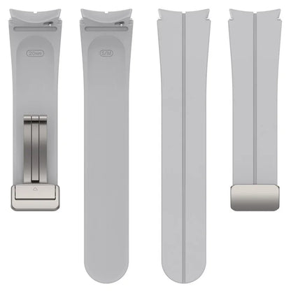For Samsung Galaxy Watch7 40mm Magnetic Folding Silver Buckle Watch Band Silicone Strap