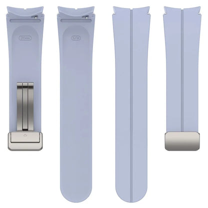 For Samsung Galaxy Watch7 40mm Magnetic Folding Silver Buckle Watch Band Silicone Strap