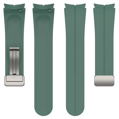 For Samsung Galaxy Watch7 40mm Magnetic Folding Silver Buckle Watch Band Silicone Strap