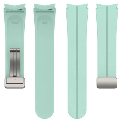 For Samsung Galaxy Watch7 40mm Magnetic Folding Silver Buckle Watch Band Silicone Strap