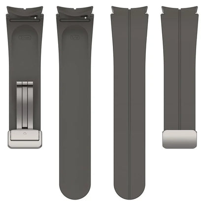 For Samsung Galaxy Watch7 40mm Magnetic Folding Silver Buckle Watch Band Silicone Strap