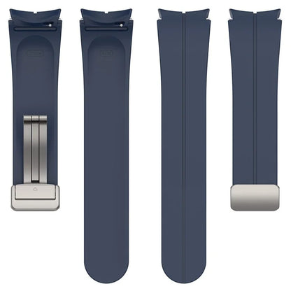For Samsung Galaxy Watch7 40mm Magnetic Folding Silver Buckle Watch Band Silicone Strap