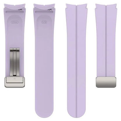 For Samsung Galaxy Watch7 40mm Magnetic Folding Silver Buckle Watch Band Silicone Strap