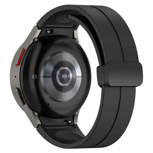For Samsung Galaxy Watch7 40mm Replacement Band Magnetic Folding Black Buckle Silicone Strap