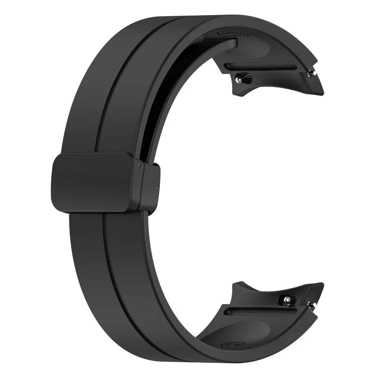 For Samsung Galaxy Watch7 40mm Replacement Band Magnetic Folding Black Buckle Silicone Strap