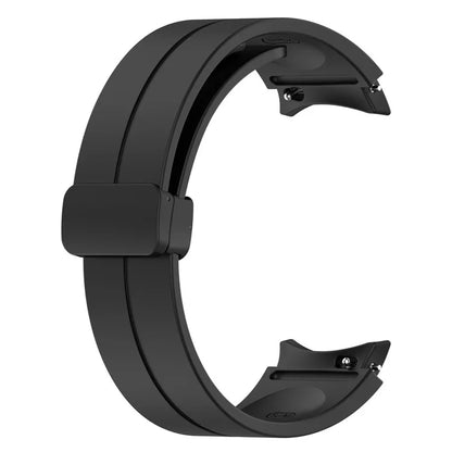 For Samsung Galaxy Watch7 40mm Replacement Band Magnetic Folding Black Buckle Silicone Strap