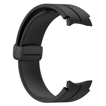 For Samsung Galaxy Watch7 40mm Replacement Band Magnetic Folding Black Buckle Silicone Strap