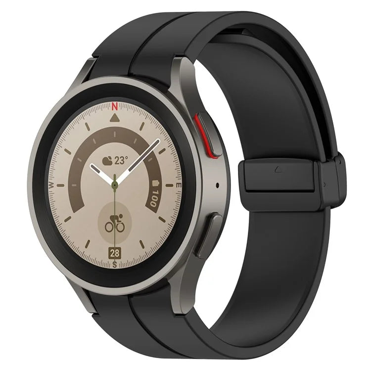 For Samsung Galaxy Watch7 40mm Replacement Band Magnetic Folding Black Buckle Silicone Strap