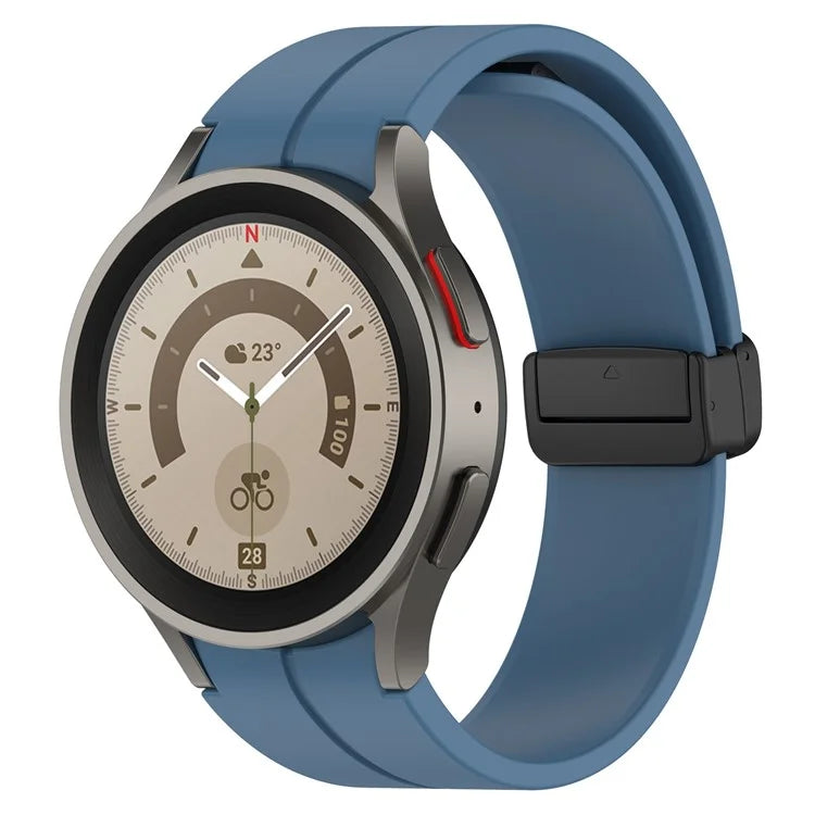 For Samsung Galaxy Watch7 40mm Replacement Band Magnetic Folding Black Buckle Silicone Strap